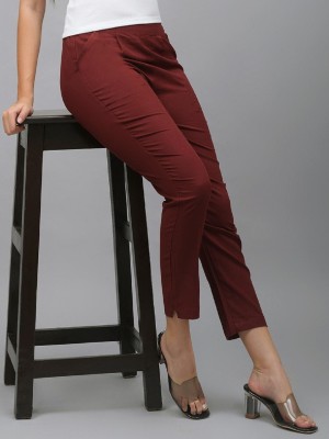 COTLUB Regular Fit Women Maroon Trousers