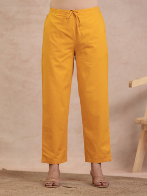 Aramya Comfort Fit Women Yellow Trousers