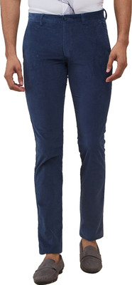 PARK AVENUE Slim Fit Men Blue Trousers