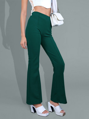 NAVYANKAA Regular Fit Women Dark Green Trousers
