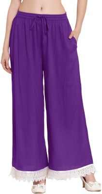 patrorna Flared Women Purple Trousers