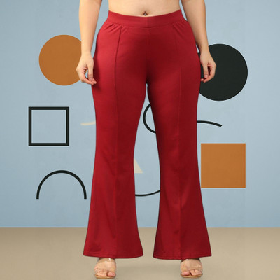 Looksky Loose Fit Women Maroon Trousers