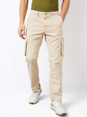 Spykar Straight Fit Men Beige Trousers