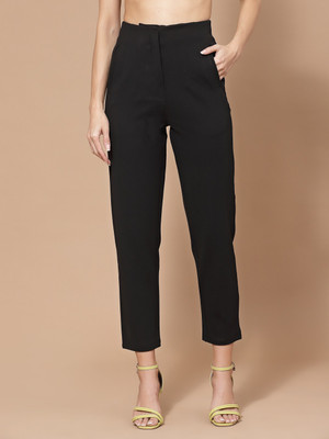 KASSUALLY Regular Fit Women Black Trousers
