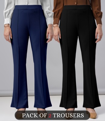 FUBACK Regular Fit Women Black, Blue Trousers