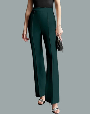 HouseOfCommon Regular Fit Women Dark Green Trousers
