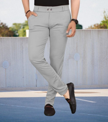 Advikfashion Slim Fit Men Grey Trousers
