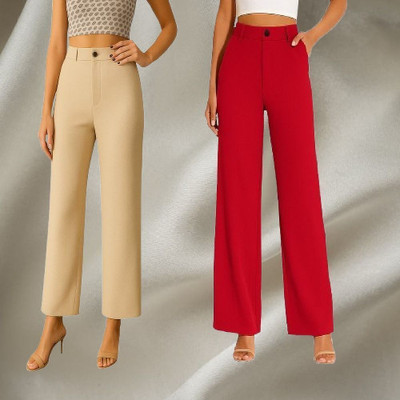 KARIMA INETERNATIONAL Loose Fit Women Red, Beige Trousers