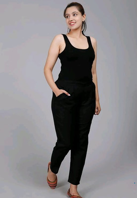Outerwear Regular Fit Women Black Trousers