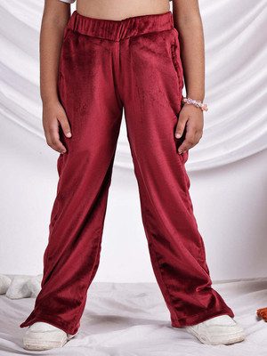 NEUDIS Regular Fit Girls Maroon Trousers