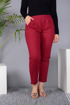 IMPROVUS Regular Fit Women Maroon Trousers