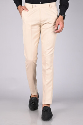 BRD Slim Fit Men Cream Trousers