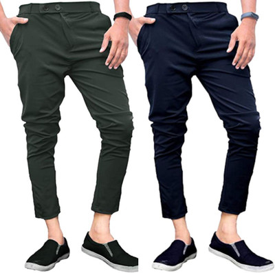 TUX Slim Fit Men Black, Green Trousers