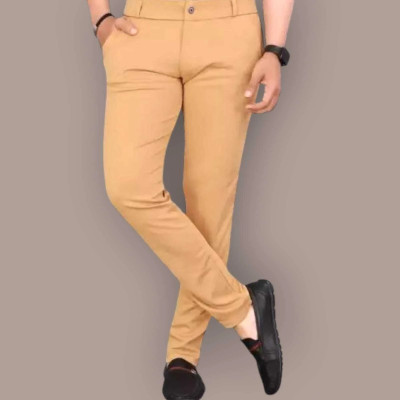 ISUEL FAB Slim Fit Men Beige Trousers
