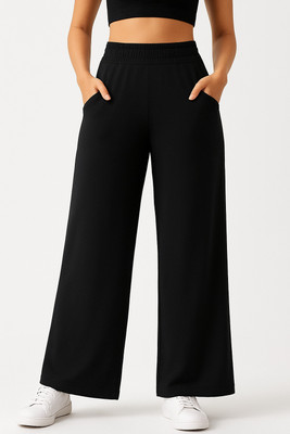 Rock Huns Straight Fit Women Black Trousers