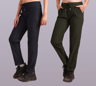 GIBBONTE Solid Women Grey, Dark Green Track Pants