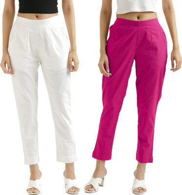 Chiraiyaa Regular Fit Women White, Pink Trousers