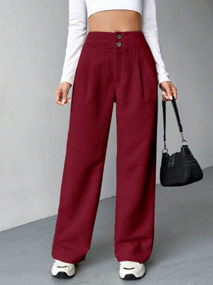 Rajovati Loose Fit Women Maroon Trousers