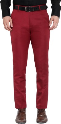 Peter Richard Regular Fit Men Maroon Trousers