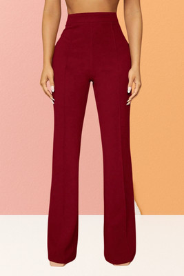 SKD TRENDZ Comfort Fit, Regular Fit Women Maroon Trousers