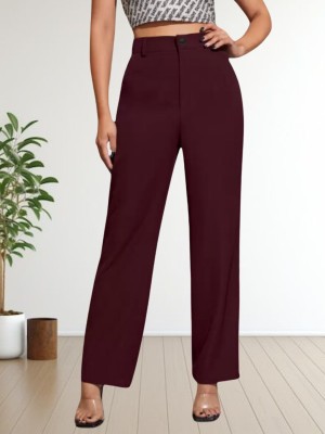 NEYSA Regular Fit Women Maroon Trousers