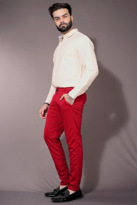 GAUMUKHI CREATION Slim Fit Men Red Trousers