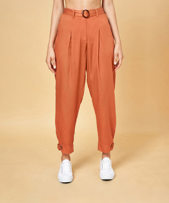 Honey By Pantaloons Relaxed Women Orange Trousers
