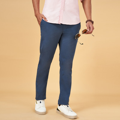 Byford by Pantaloons Slim Fit Men Dark Blue Trousers