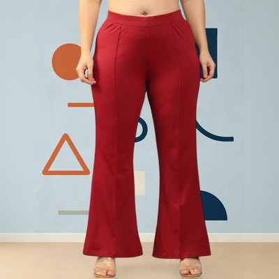 Looksky Loose Fit Women Maroon Trousers