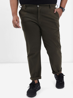 HIGHLANDER Plus Size Regular Fit Men Light Green Trousers