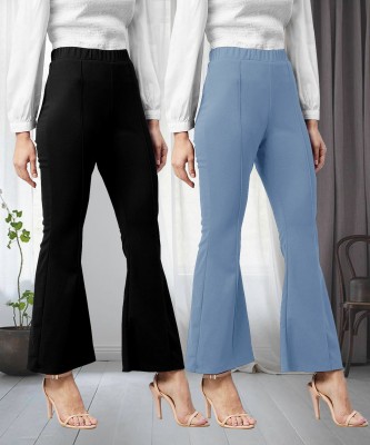 Shine N Show Flared, Regular Fit Women Dark Blue, Light Blue Trousers