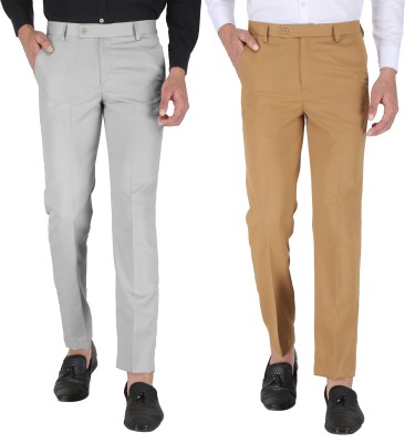 SEVEN HUNTERS Regular Fit Men Grey, Khaki Trousers