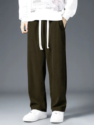 Leriya Fashion Regular Fit Men Dark Green Trousers