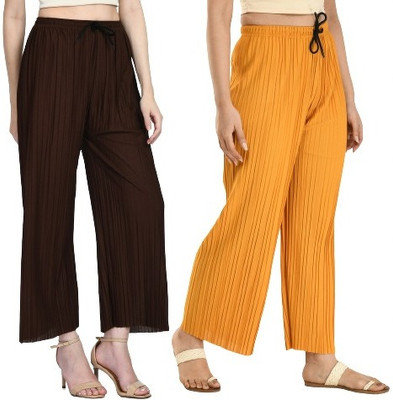 Brainbees Straight Fit Women Brown, Yellow Trousers