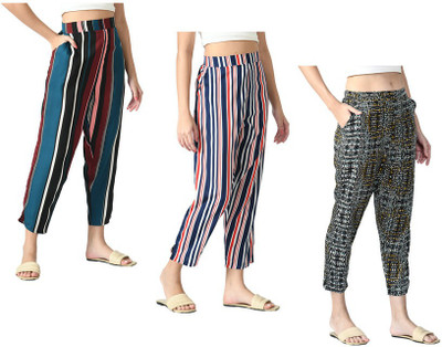 IndiWeaves Regular Fit Women Blue, Maroon, Grey Trousers