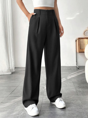 BuyNewTrend Regular Fit Women Black Trousers