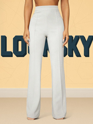 Looksky Loose Fit Women White Trousers