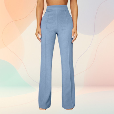 HouseOfCommon Comfort Fit, Regular Fit Women Light Blue Trousers