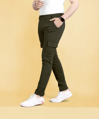 COMBRAIDED Comfort Fit Men Dark Green Trousers
