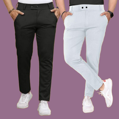 METRONAUT Regular Fit Men Black, White Trousers