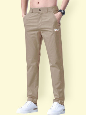Riidhudeee Slim Fit Men Gold Trousers