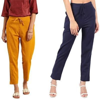 MayFay Regular Fit Women Yellow, Blue Trousers