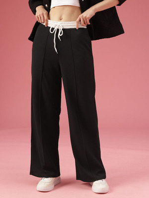 Dressberry Flared Women Black Trousers