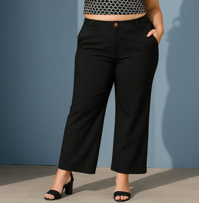 Urban weave Regular Fit Women Black Trousers
