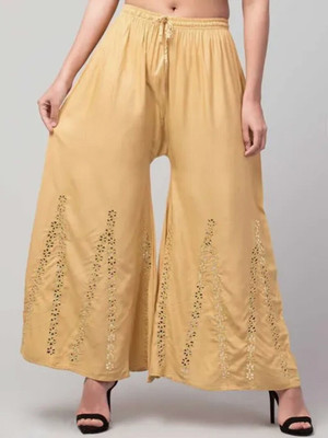 OMAYAA Comfort Fit Women Gold Trousers