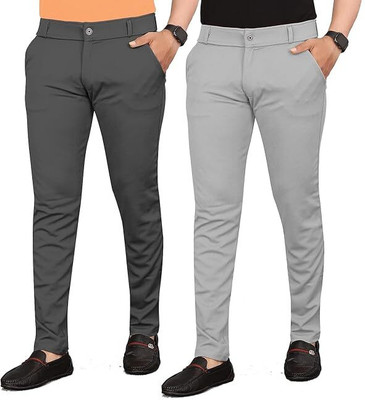 KENDORE Regular Fit Men Grey, Silver Trousers