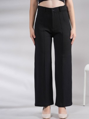 BLUEWEARS Regular Fit, Loose Fit, Flared, Comfort Fit, Straight Fit, Relaxed Women Black Trousers