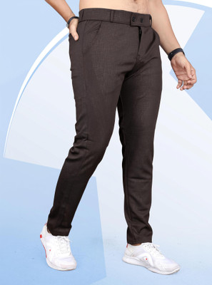 INDICLUB Slim Fit Men Brown Trousers