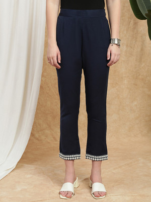 Globus Straight Fit Women Blue Trousers