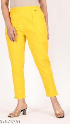 Dlifestyle Regular Fit Women Yellow Trousers
